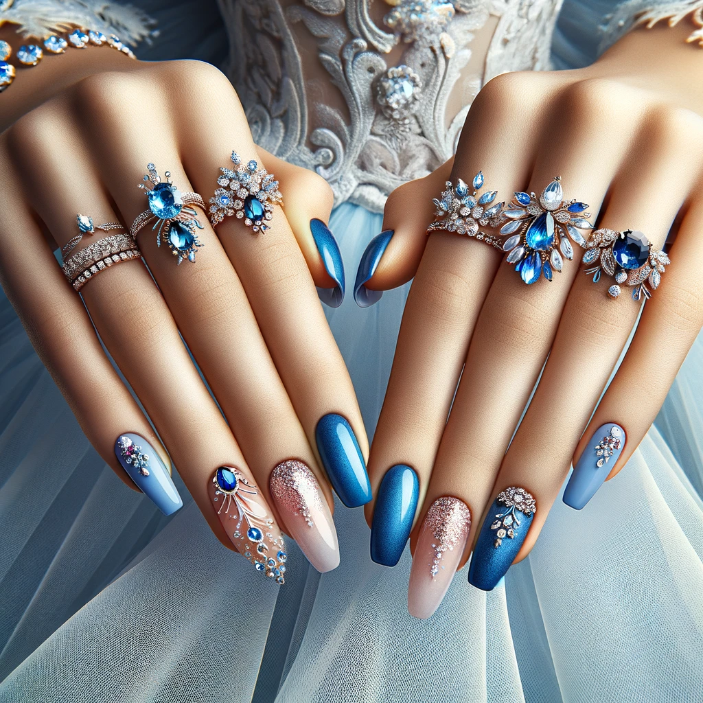 Uñas azules para quinceañeras 7