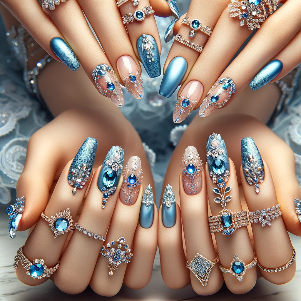 Uñas azules para quinceañeras 5