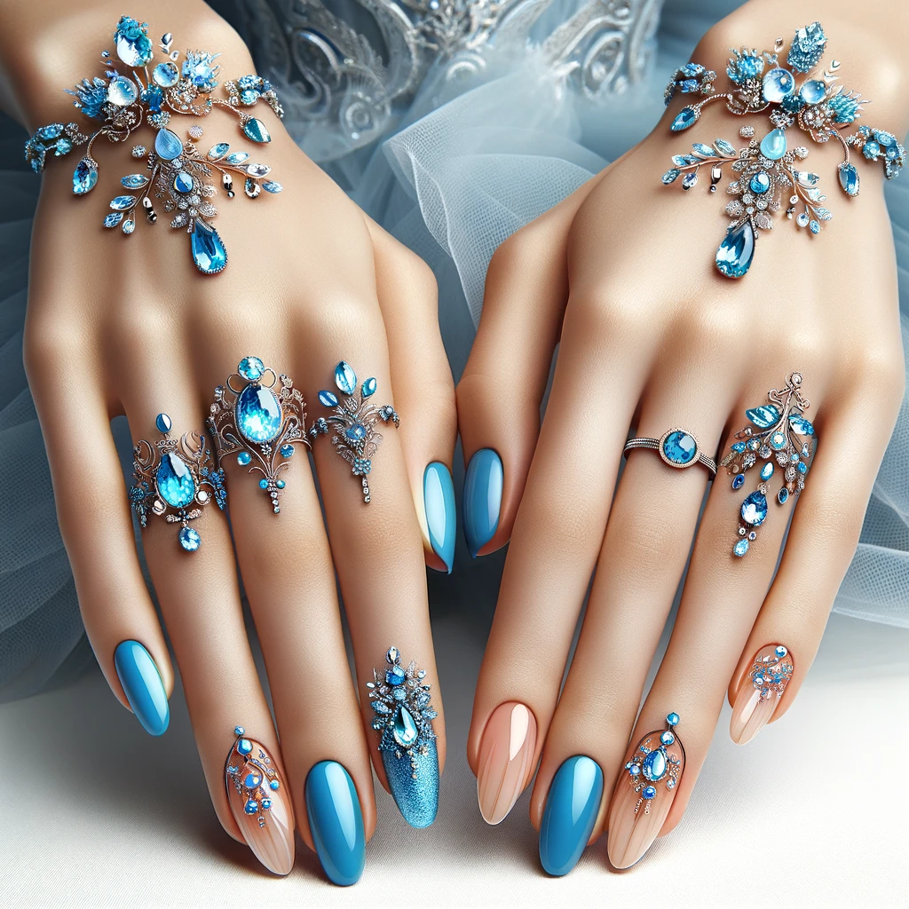 Uñas azules para quinceañeras 9