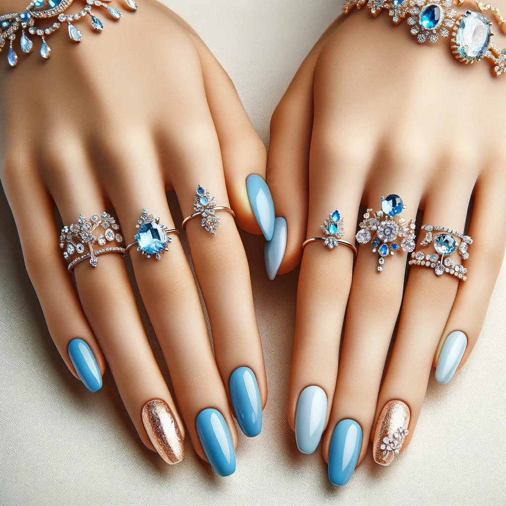 Uñas azules para quinceañeras 11