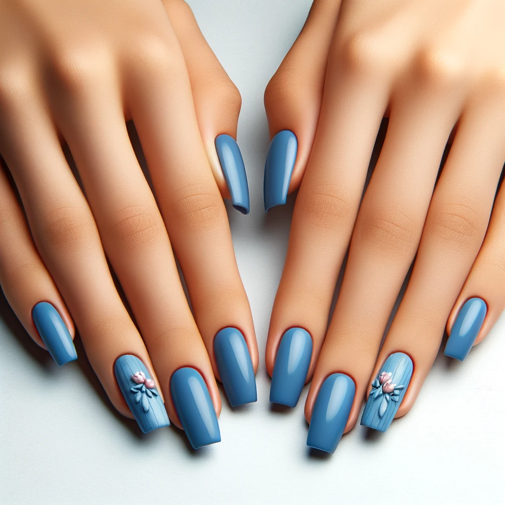 Uñas azules para quinceañeras 13