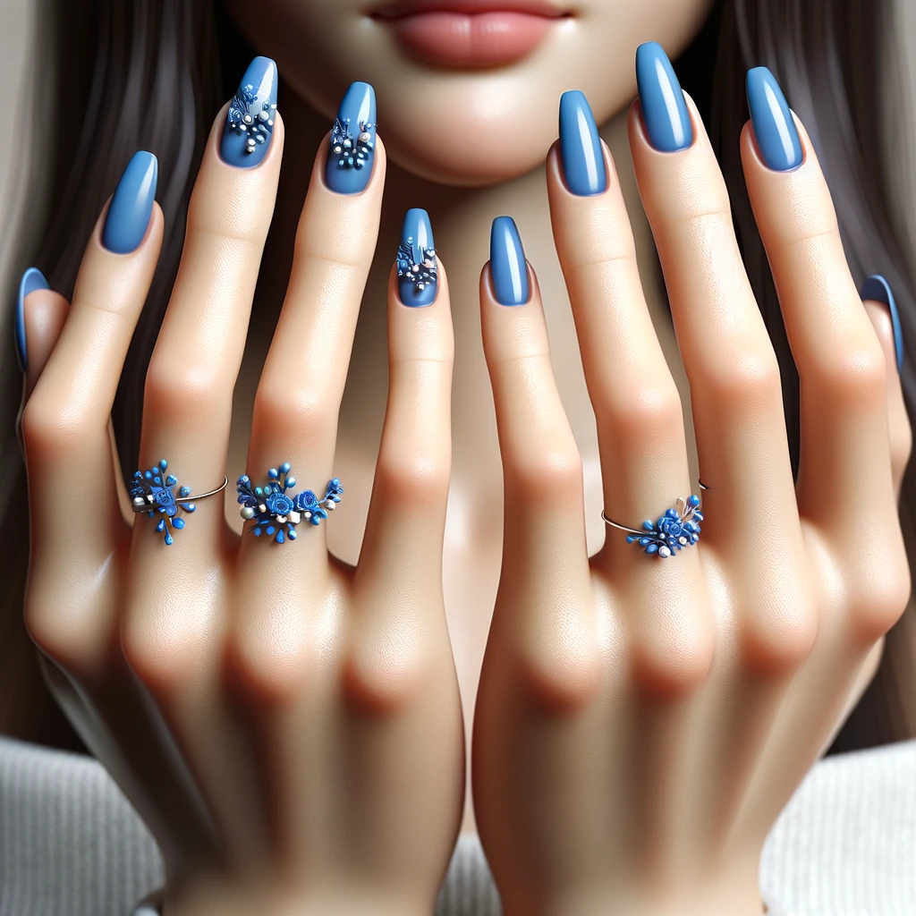 Uñas azules para quinceañeras 15